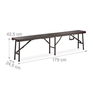 Banc pliable lot de 2 brun Marron - Métal - Matière plastique - 179 x 43 x 25 cm