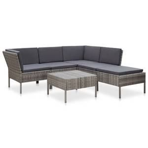 Garten-Lounge-Set Grau - Metall - Polyrattan - 60 x 35 x 60 cm