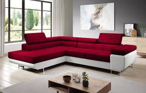 Ecksofa Zante Form-L Rot - Weiß