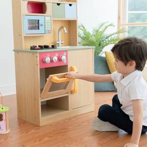 Kinder Holz Spielküche mit Zubehör Braun - Kunststoff - Massivholz - 30 x 91 x 55 cm