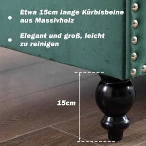 Chesterfield Sofa 3-Sitzer Asteria Ⅱ Grün - Holzwerkstoff - Metall - Massivholz - Textil - Holzart/Dekor - 76 x 76 x 207 cm