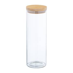 Lot de 3 bocaux en verre avec couvercle Marron - Bambou - Verre - Matière plastique - 10 x 28 x 10 cm