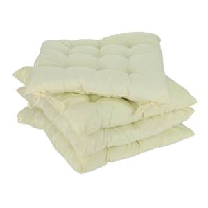 4er Set Stuhlkissen beige Weiß - Kunststoff - Textil - 38 x 5 x 38 cm