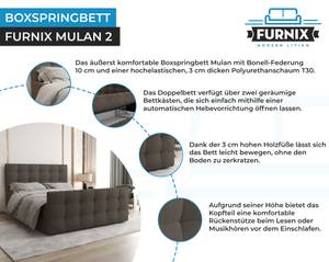 Boxspringbett MULAN 2 Graubraun - Breite: 145 cm