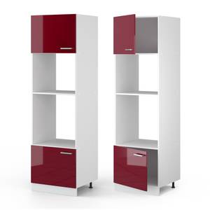 Mikrowellenschrank R-Line 30492 Hochglanz Bordeaux - Weiß