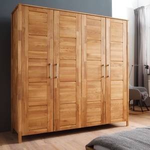 Armoire 4 portes Charly Marron - Bois massif - 205 x 202 x 61 cm