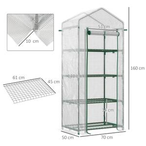 Foliengewächshaus 845-228V02WT Weiß - Kunststoff - 50 x 160 x 70 cm