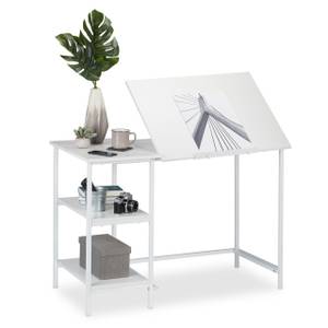 Schreibtisch neigbar mit 3 Ablagen Weiß