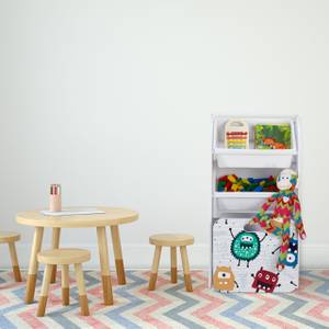 Schmales Kinderregal mit Monstern Rot - Weiß - Gelb - Holzwerkstoff - Kunststoff - 43 x 81 x 30 cm