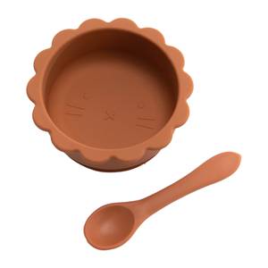 Coffret assiette et cuillère Orange - Matière plastique - 15 x 15 x 1 cm