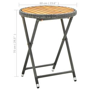 Teetisch Grau - Polyrattan - Holzart/Dekor - 60 x 75 x 60 cm