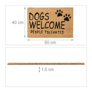 Paillasson coco «Dogs Welcome» Beige - Noir - Fibres naturelles - Matière plastique - 60 x 2 x 40 cm