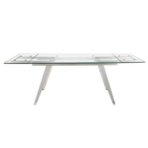 Table manger extensible en verre trempé Métal - 160 x 76 x 90 cm