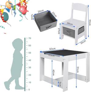 Kindertisch-Set Lleshi Weiß - Holzwerkstoff - 63 x 51 x 63 cm