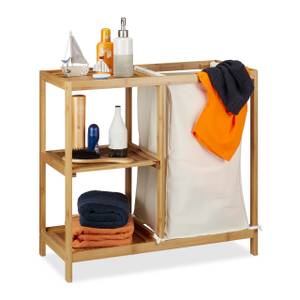 Etagère salle de bain corbeille à linge Beige - Marron - Bambou - Bois manufacturé - Textile - 68 x 65 x 33 cm