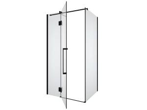 Duschwand mit Tür PRINCETON Schwarz - Metall - 80 x 190 x 100 cm