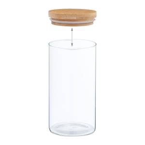 Lot de 3 bocaux en verre 1000 ml Marron - Bambou - Verre - Matière plastique - 10 x 18 x 10 cm