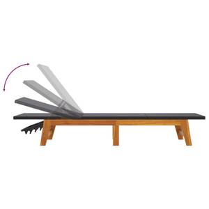 Chaise longue 319727 Noir - Métal - Polyrotin - Bois/Imitation - 54 x 87 x 200 cm