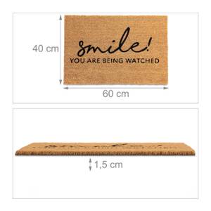 Fußmatte Smile Kokos Schwarz - Braun - Naturfaser - Kunststoff - 60 x 2 x 40 cm