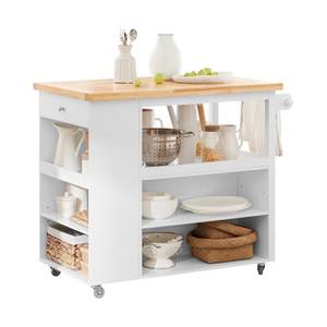 îlot de cuisine FKW97-WN Blanc - Bois manufacturé - 108 x 96 x 60 cm