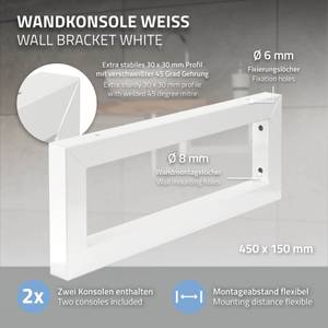 Wandkonsole 2er Set 450x150mm Weiß Weiß