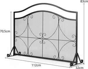 Kaminschutzgitter, Funkenschutz Metall Schwarz - Metall - 32 x 83 x 112 cm