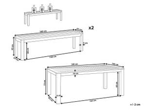 Set de salle à manger TUSCANIA Marron - Bois massif - 180 x 73 x 100 cm