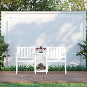 Banc de jardin avec table blanc Blanc - Bois manufacturé - 161 x 86 x 61 cm