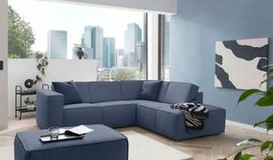 Ecksofa DOHA Blau - Ecke davorstehend rechts - Ottomane davorstehend rechts