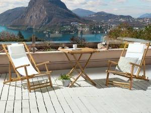 Bistro Set ATRANI 3-tlg Braun - Weiß - Bambus - 70 x 73 x 70 cm