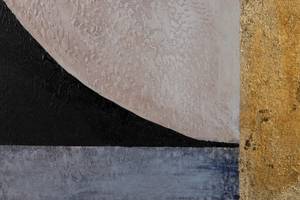 Tableau peint à la main Moon Phases Noir - Gris - Bois massif - Textile - 80 x 80 x 4 cm