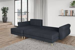 Ecksofa HERMES-L Anthrazit - Schwarz