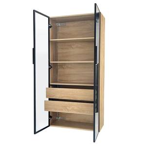 Badezimmerschrank Prometheus Ⅰ Braun - Holzwerkstoff - Glas - Metall - 36 x 155 x 74 cm