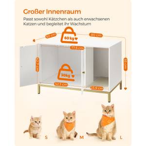 Katzenklo-Schrank Niamey Weiß - Holzwerkstoff - 50 x 55 x 80 cm