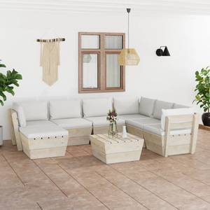 Mobilier de jardin (lot de 8) 3016490-18 Blanc - Bois manufacturé - Bois/Imitation - 60 x 30 x 60 cm