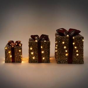 Weihnachtsgeschenke 3er Set mit LEDs Braun - Rot