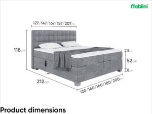 Boxspringbett Edison Grau - Breite: 187 cm