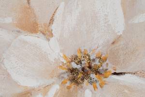 Tableau Blooming Wellbeing Beige - Blanc - Bois massif - Textile - 80 x 80 x 4 cm