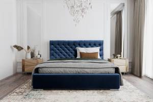 Polsterbett Doppelbett Mering Blau - Breite: 155 cm