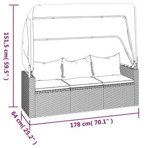 Gartensofa 3029485 (3er Set) Schwarz