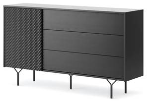 Buffet RAVEN SB144 1D3D Noir - Bois manufacturé - Matière plastique - 144 x 83 x 38 cm