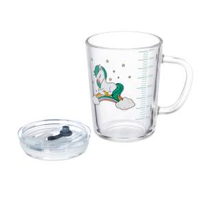 2x verres pour enfant motif de licorne Vert - Blanc - Verre - Matière plastique - 13 x 12 x 10 cm