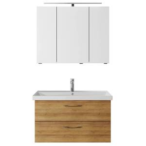 Waschplatz Kombi Eiche mit Keramikbecken Braun - Holzwerkstoff - 90 x 200 x 45 cm