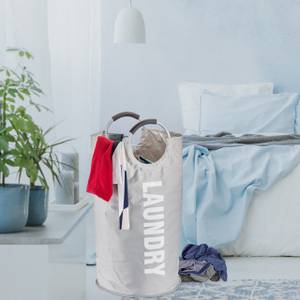 Faltbarer Wäschekorb mit Henkel Grau - Silber - Weiß - Metall - Kunststoff - Textil - 38 x 70 x 38 cm
