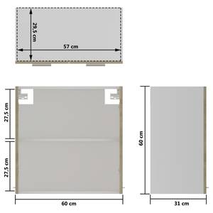 Hängeglasschrank 3016496-12 Braun - Eiche Sonoma Dekor - Weiß - Breite: 60 cm