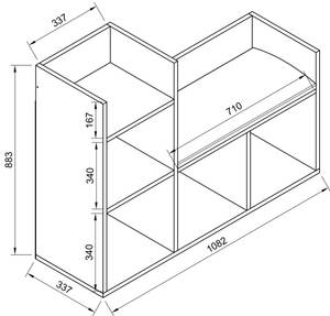 Standregal Lelus Weiß - Holzwerkstoff - 108 x 88 x 34 cm