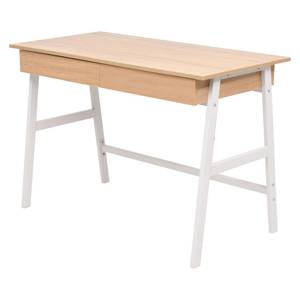 Table d'écriture Blanc - Métal - Bois massif - 110 x 75 x 110 cm