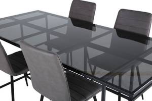 Essgruppe Leif (5-teilig) Grau - Massivholz - 90 x 74 x 200 cm