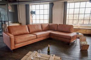 Ecksofa VILNIUS 3-Sitzer Kunstleder KAWOLA Ecksofa VILNIUS 3-Sitzer mit Recamiere rechts Kunstleder mit Lederanteil cognac