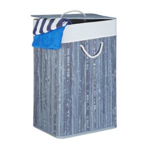 Panier à linge bambou rectangle Blanc crème - Gris